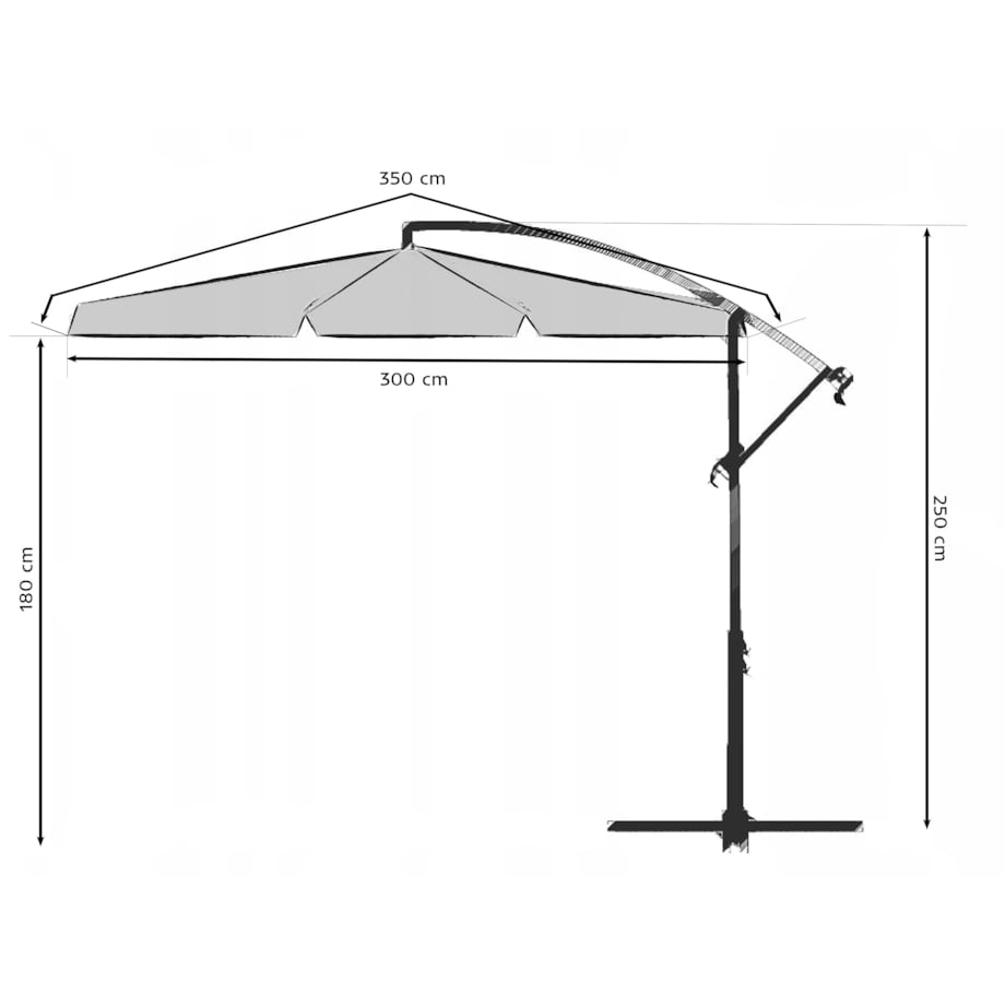 Parasol ogrodowy składany z wysięgnikiem 8 segmentów ø350cm granatowy Plonos