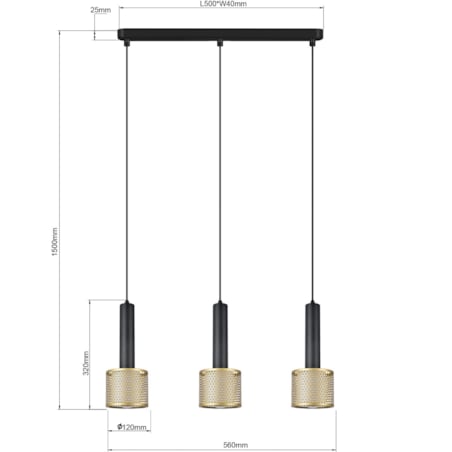 Lampa wisząca Light Prestige Amo czarny 3 x E27 1 szt.