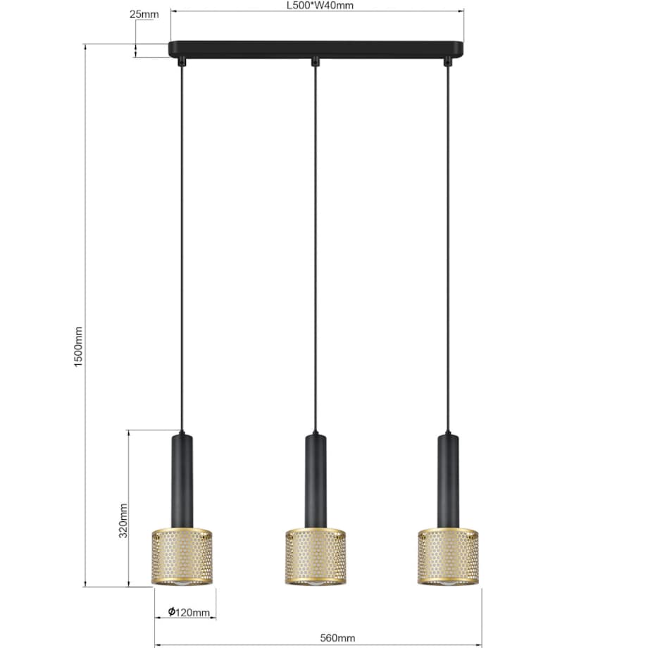 Lampa wisząca Light Prestige Amo czarny 3 x E27 1 szt.