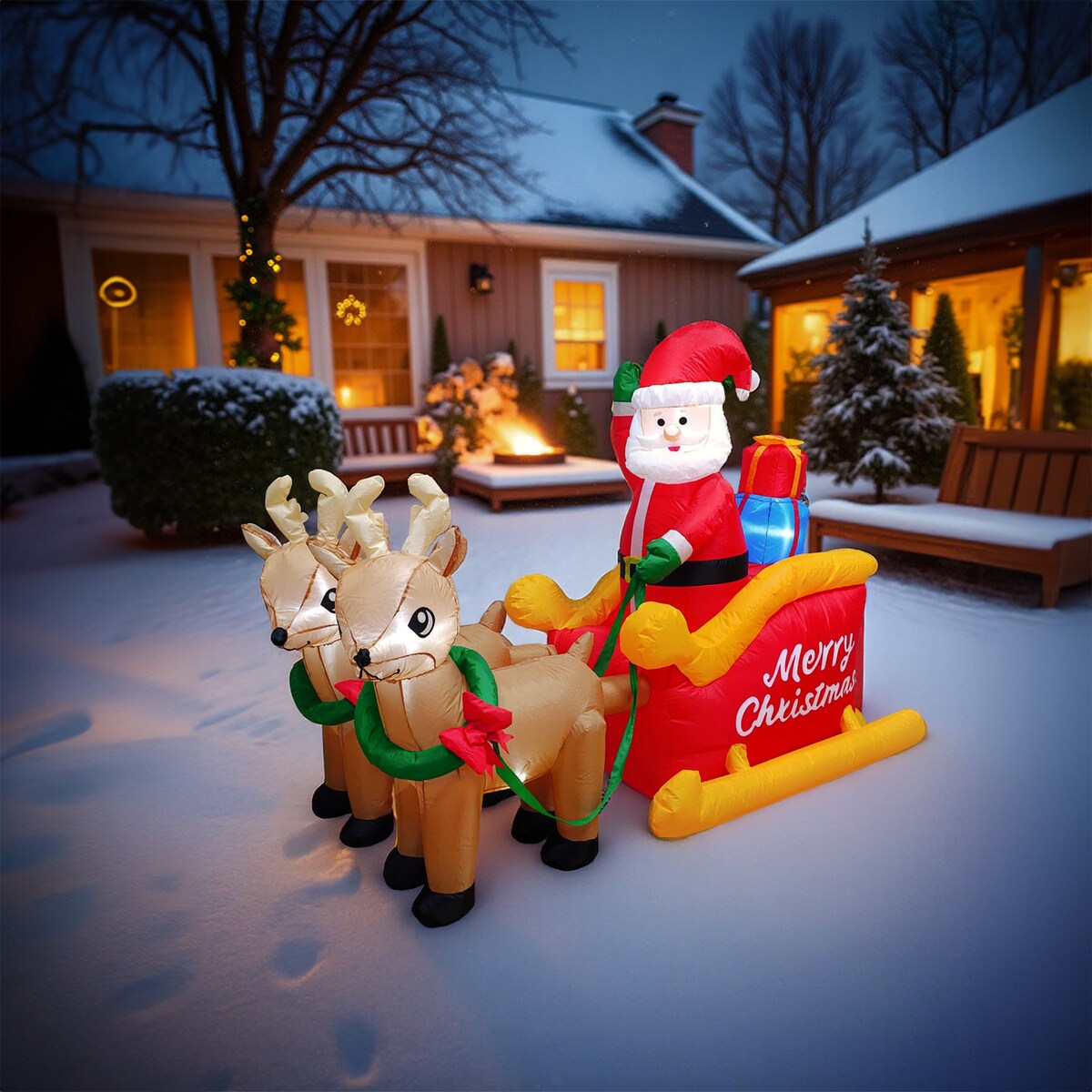 Mikołaj nadmuchiwany Dekoracja Świąteczna Sanie Renifer dmuchaniec JUMIhome