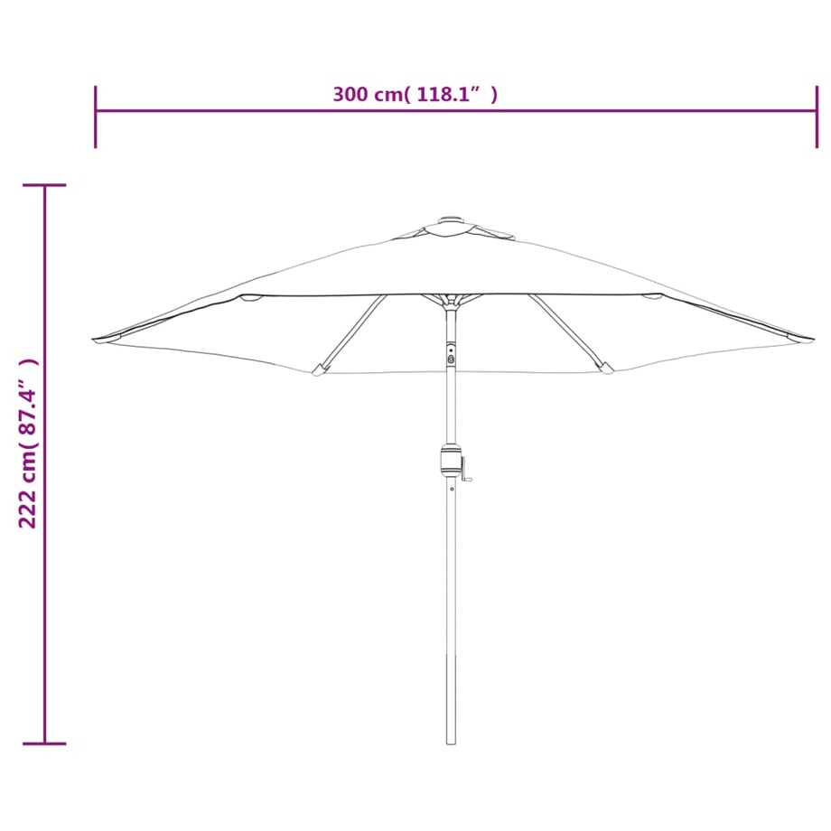 vidaXL Parasol ogrodowy, biały, 3 m