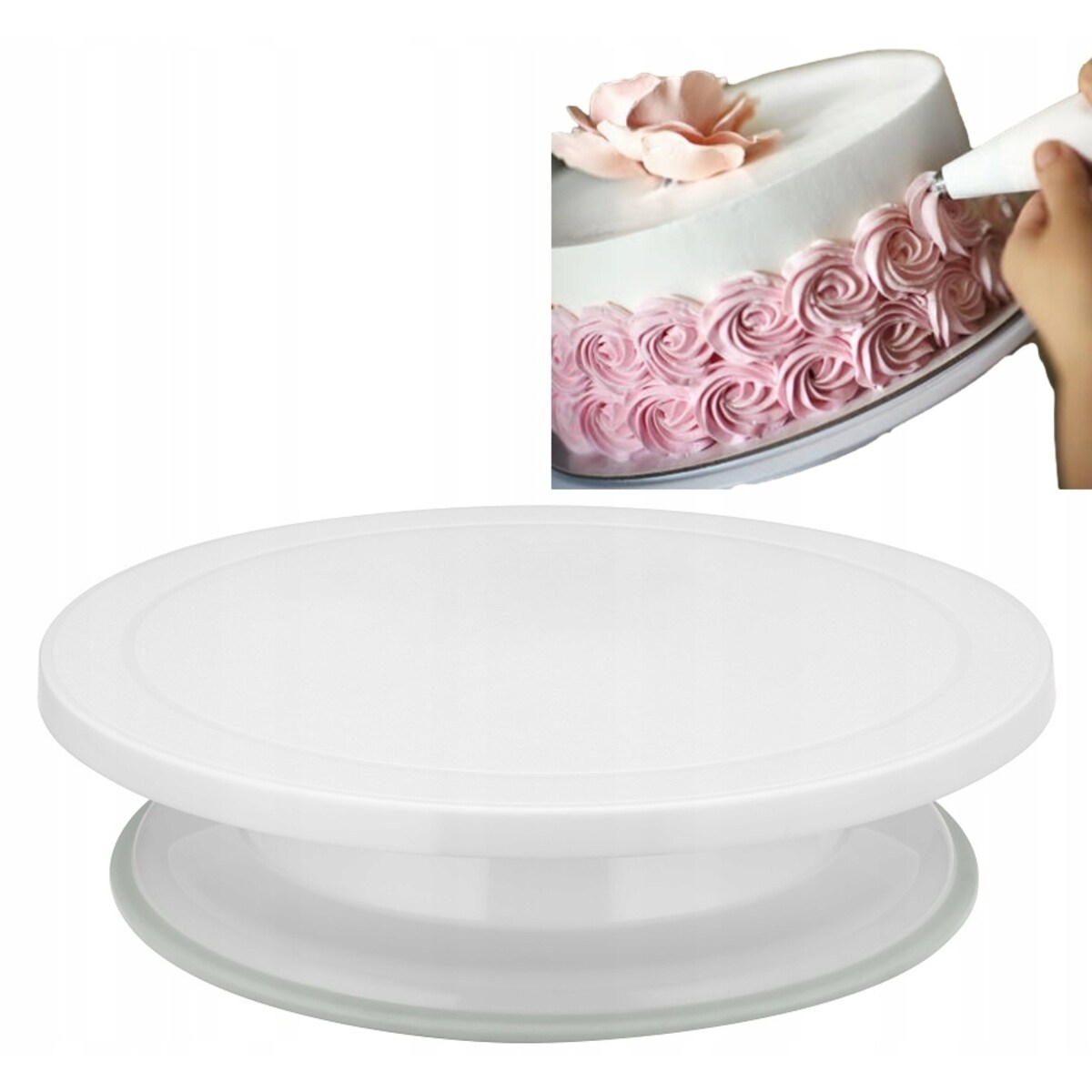 Patera obrotowa do tortów CIASTO DEKOROWANIE 27,5cm białe tworzywo koło