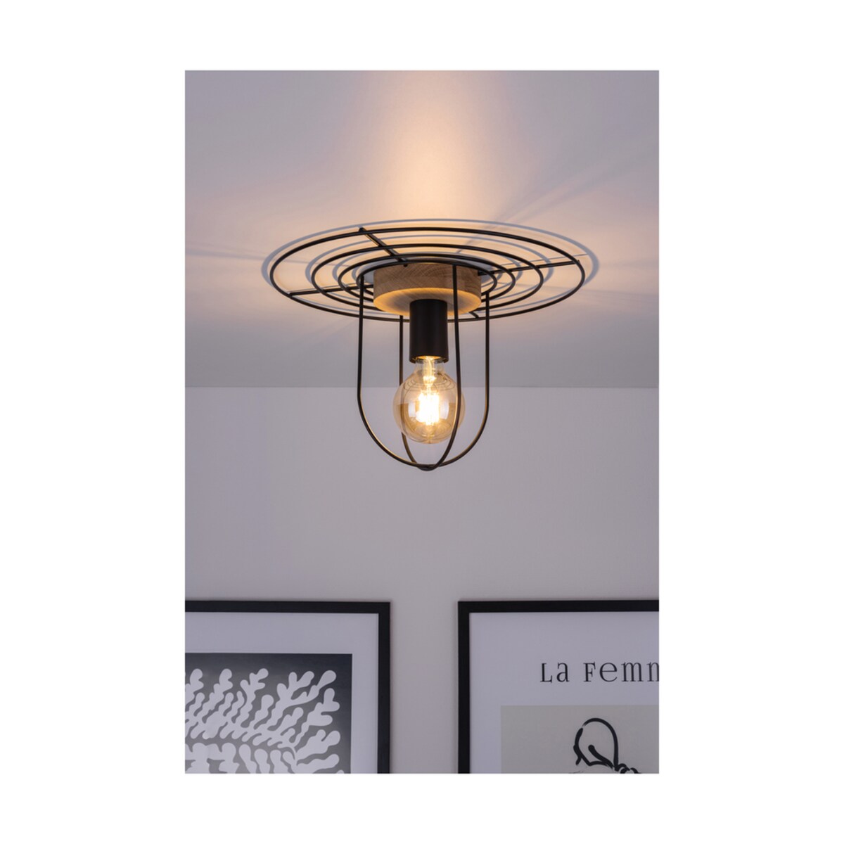 Drewniana Lampa Sufitowa BRITOP Lighting 1xE27 Max.60W Dąb Olejowany FSC z Dodatkiem Czerni, Polski Producent, 1szt.