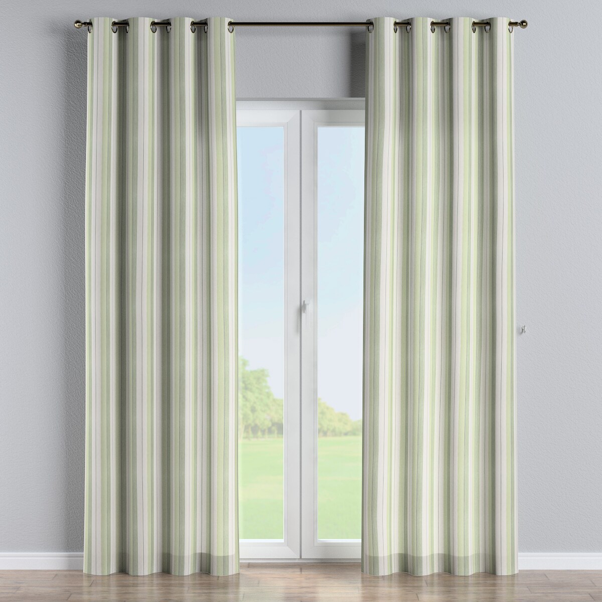 Zasłona na kółkach 1 szt. 130x260 zielone pasy