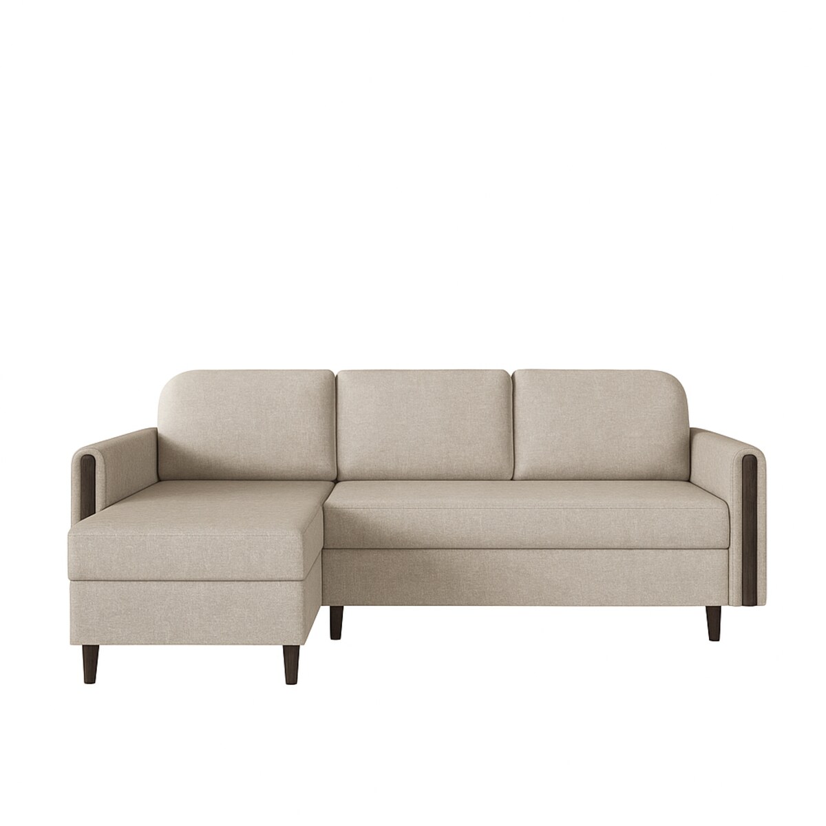 Wygodny narożnik GALOS - beżowy-drewno wenge - lewostronny