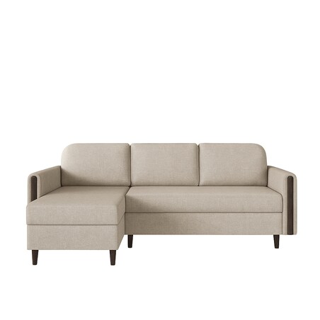 Wygodny narożnik GALOS - beżowy-drewno wenge - lewostronny