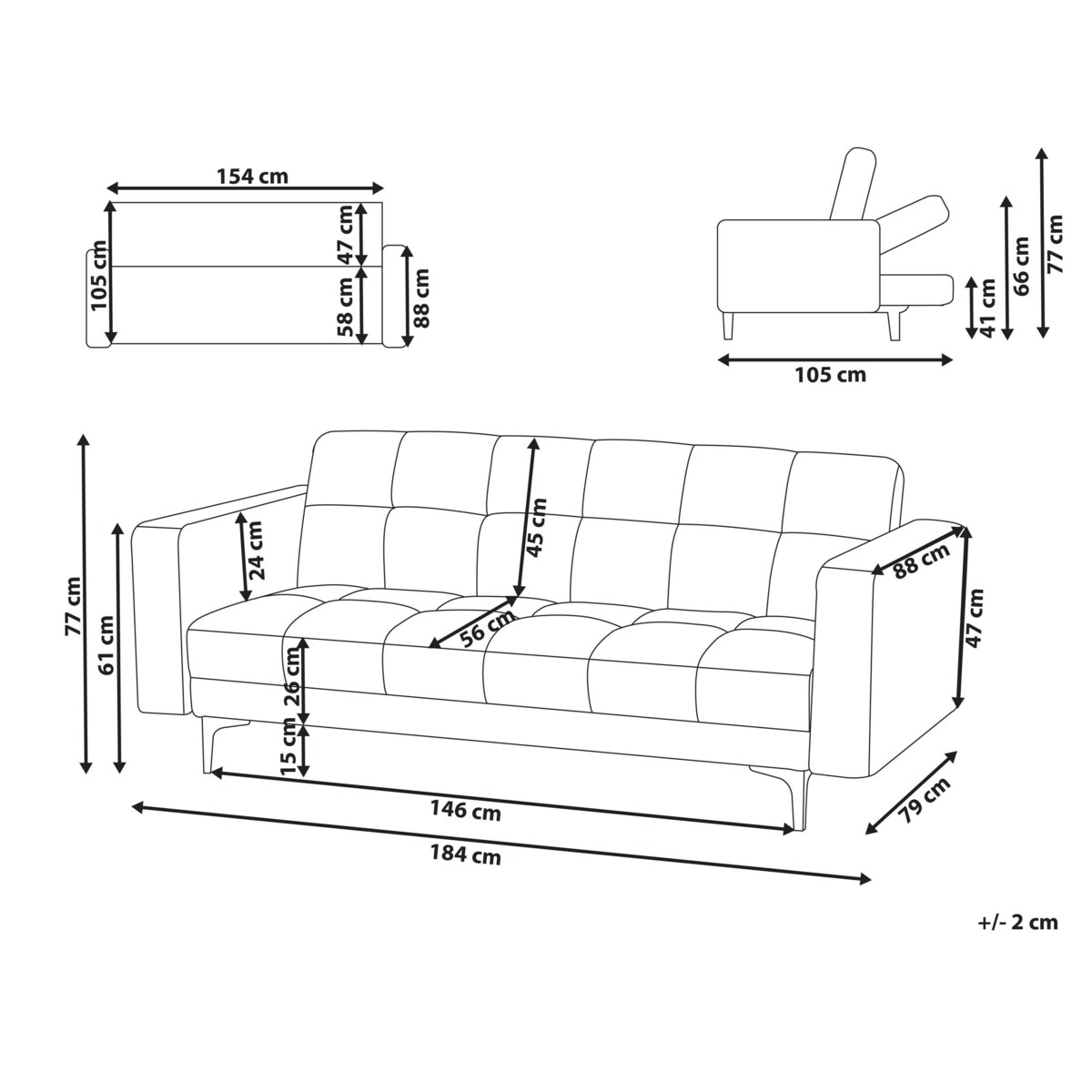 Sofa rozkładana welurowa czerwona ALNES