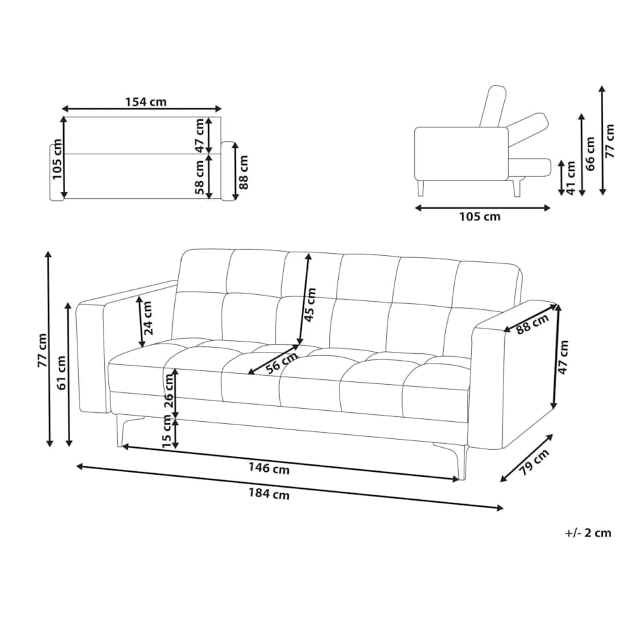 Sofa rozkładana welurowa czerwona ALNES