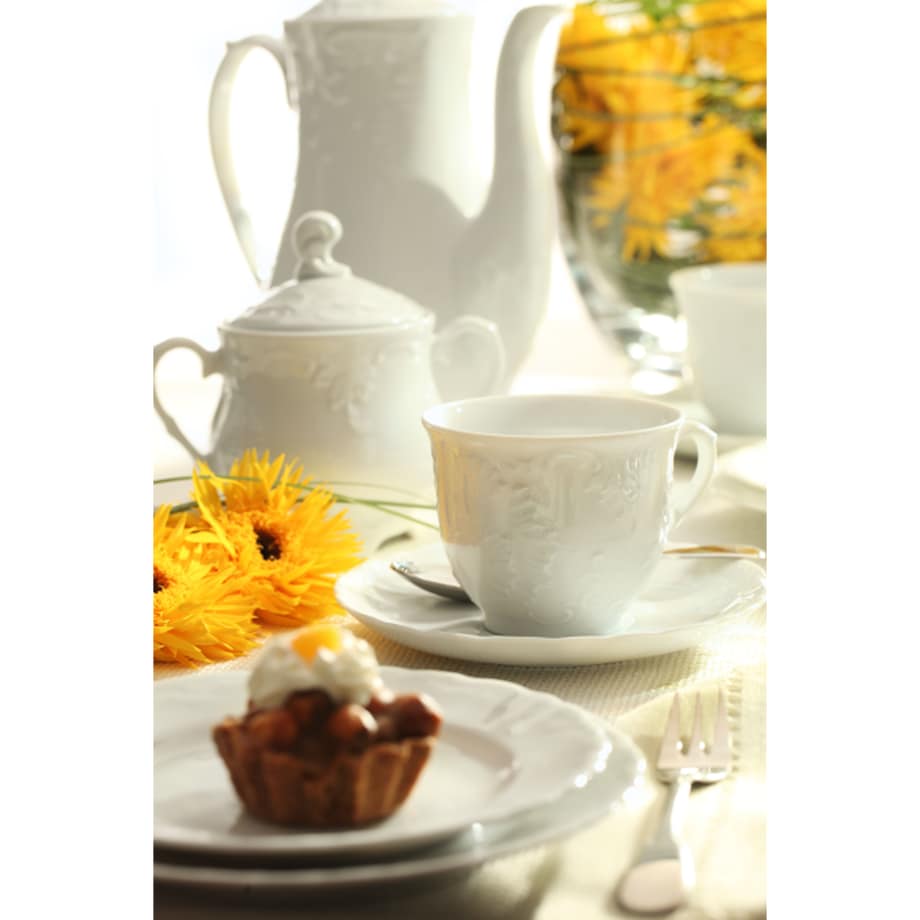 Garnitur do kawy dla 6 osób 18 el. Rococo Maria białe 0001
