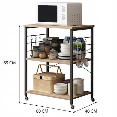 Szafka mobilna na kółkach jasny brąz stolik śniadaniowy wózek kuchenny 60cm