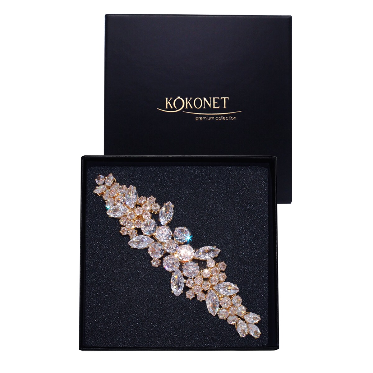 ZŁOTA spinka do fryzury na bok ślubna z listkami motyw boho GLAM