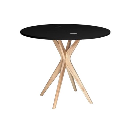 Stół półokrągły CUTTI 90x90 rozkładany czarny/jesion