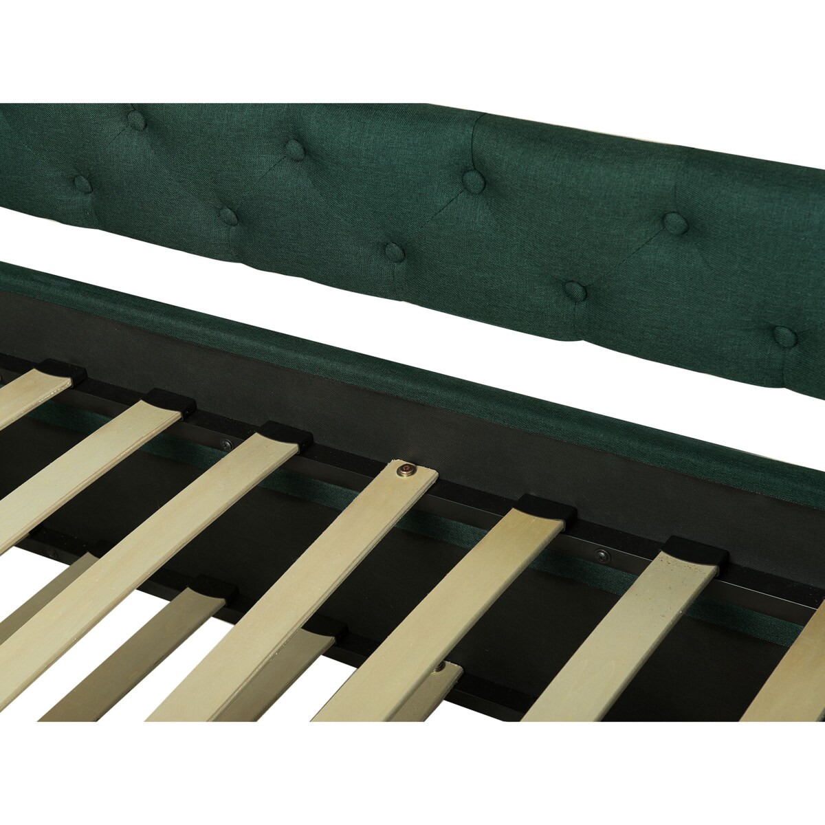 Łóżko wysuwane tapicerowane 90 x 200 cm zielone LIBOURNE