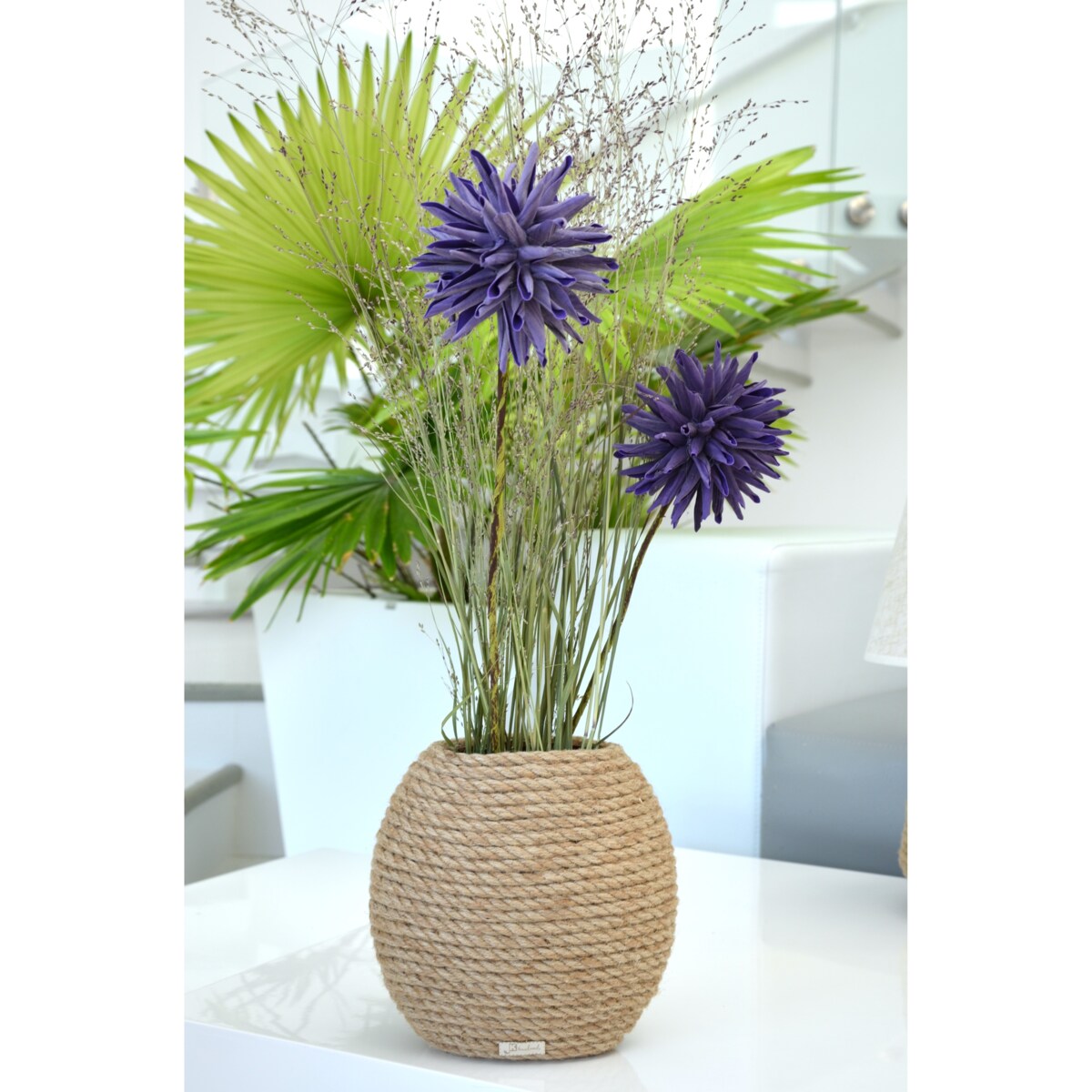 Wazon MARZENA w stylu BOHO jutowy do suszonej trawy i kwiatów * pleciony sznurek jutowy naturalny do trawy pampasowej kompozycji h 20 cm styl skandynawski