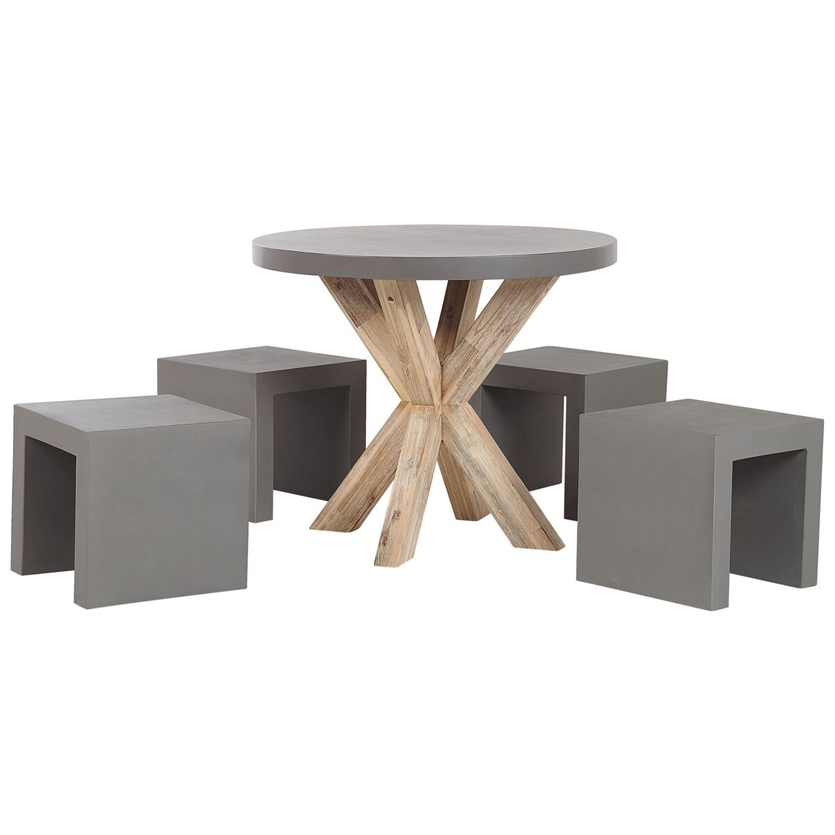 Zestaw ogrodowy ze stołkami dla 4 osób OLBIA/TARANTO Beton Szary