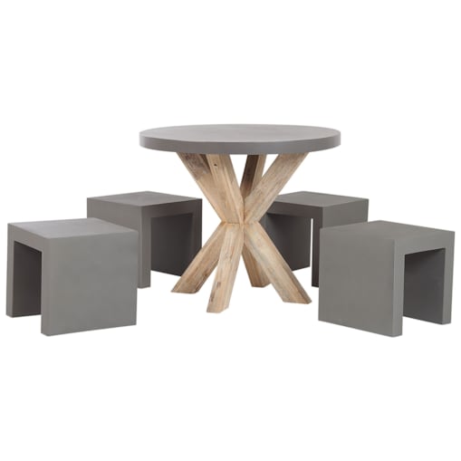 Zestaw ogrodowy ze stołkami dla 4 osób OLBIA/TARANTO Beton Szary