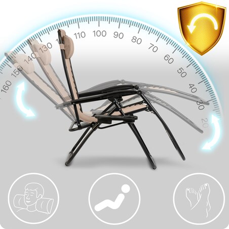 Leżak ogrodowy grawitacyjny Sofotel plażowy beżowy składany fotel na taras balkon 2 szt.