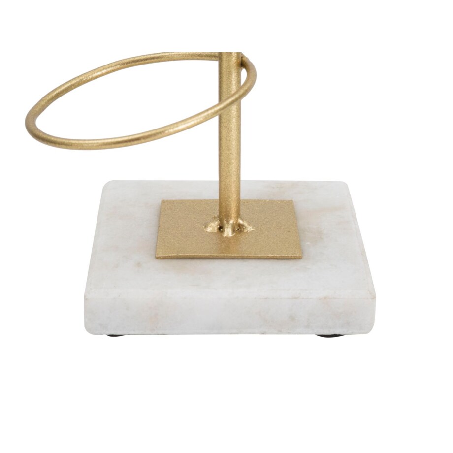 Świecznik dekoracyjny Rings, 14 x 13 x 46 cm, świecznik na świecę, złoty, biały, żelazo, marmur, Mauro Ferretti