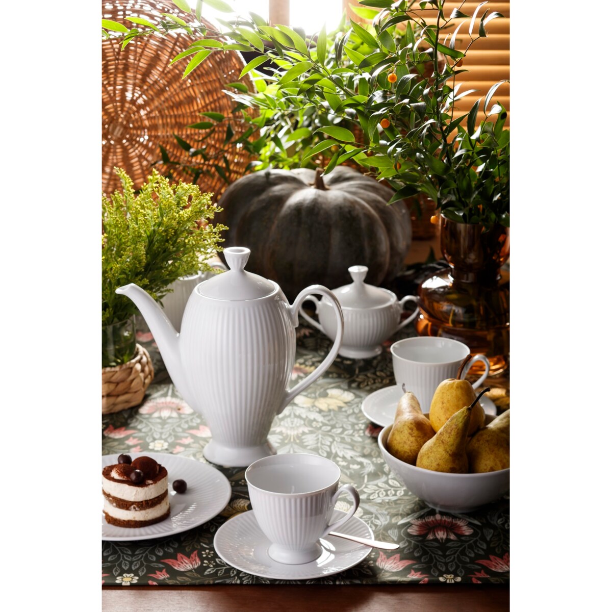 Garnitur do kawy dla 12 osób 39 el. Dalia biała C001