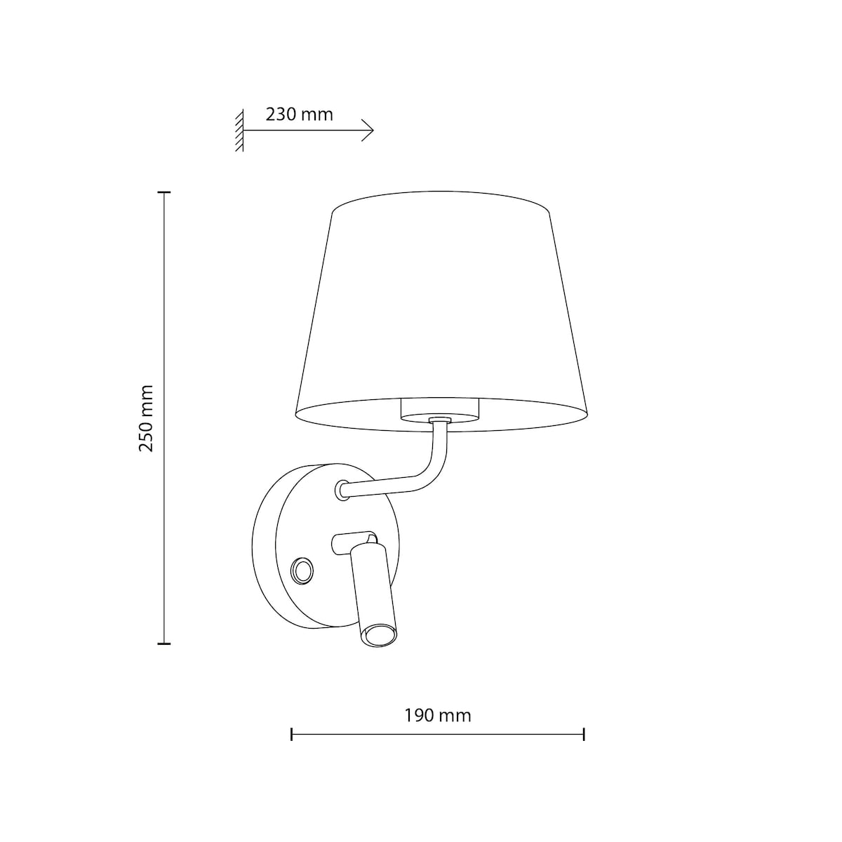 Kinkiet ścienny MAJA BLACK 11392 TK Lighting z reflektorkiem i włącznikiem, czarny, E27 + G9 LED