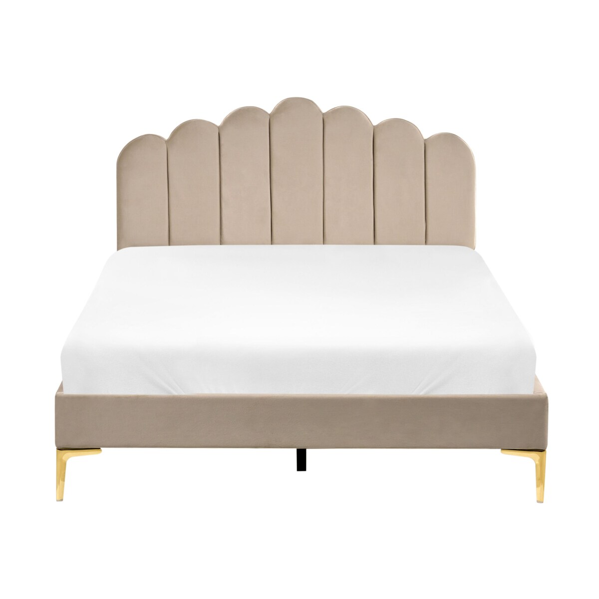 Łóżko Welur SAUVIAN 140 x 200 cm Beżowoszary