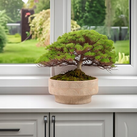 DONICZKA NA BONSAI balkon taras 25cm niska płaska duża beżowa beton BOHO