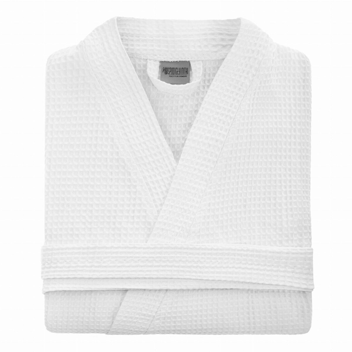 Bawełniany Szlafrok Kimono Gofer Wafel Uniseks Biały XXL