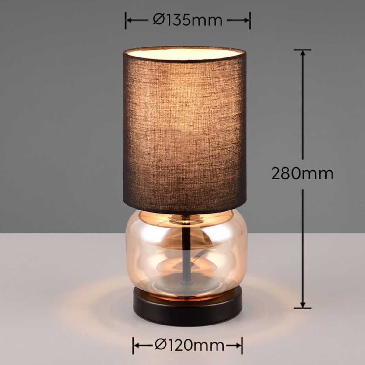 Abażurowa lampa stołowa Elio 517800113 Trio do gabinetu czarna bursztynowa