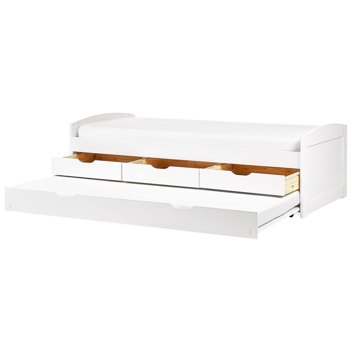 Łóżko wysuwane drewniane 90 x 200 cm białe PETIVILLE