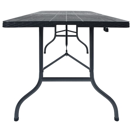 vidaXL Składany stolik, czarny 180x75x72 cm, HDPE, imitacja rattanu
