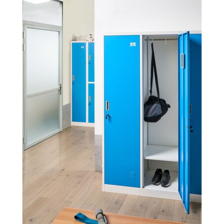 Szafa socjalna ubraniowa dwudrzwiowa ATHLETE Metal Biały/ niebieski