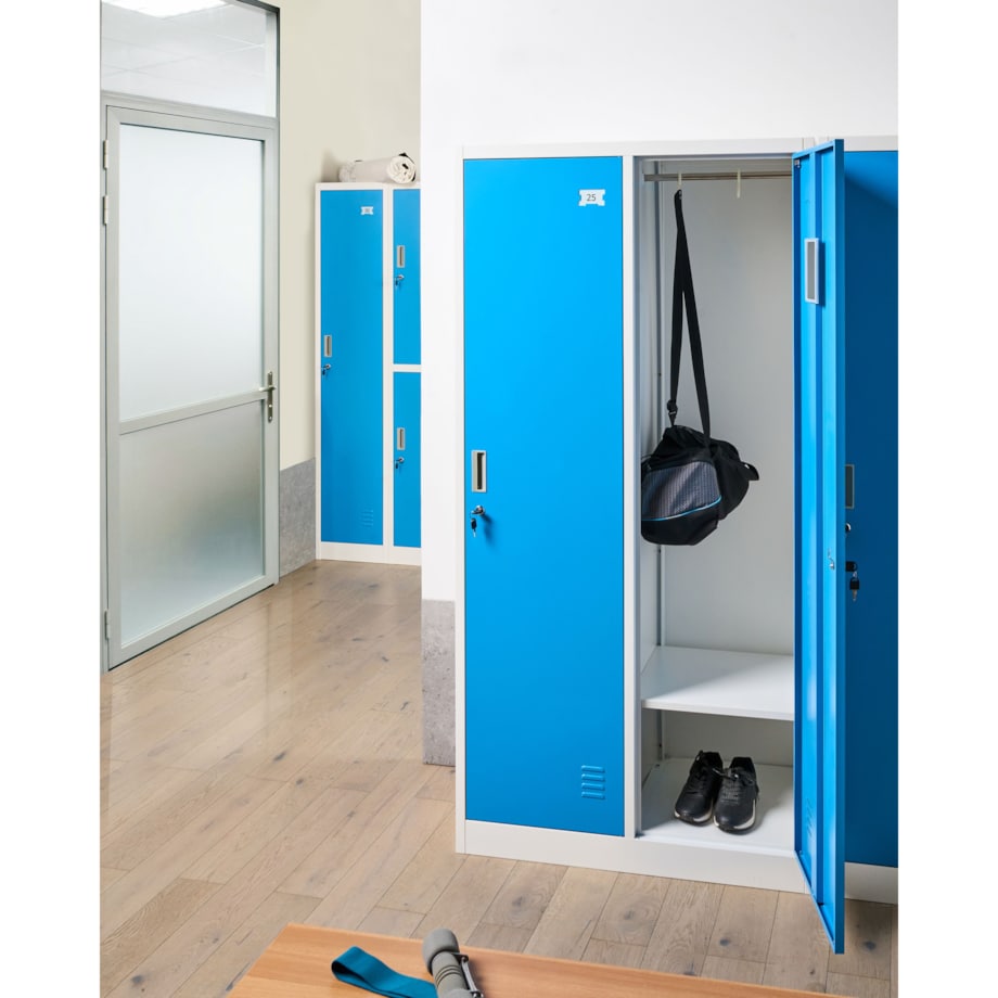 Szafa socjalna ubraniowa dwudrzwiowa ATHLETE Metal Biały/ niebieski
