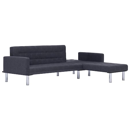 vidaXL Sofa w kształcie litery L z funkcją spania Ciemnoszary poliester
