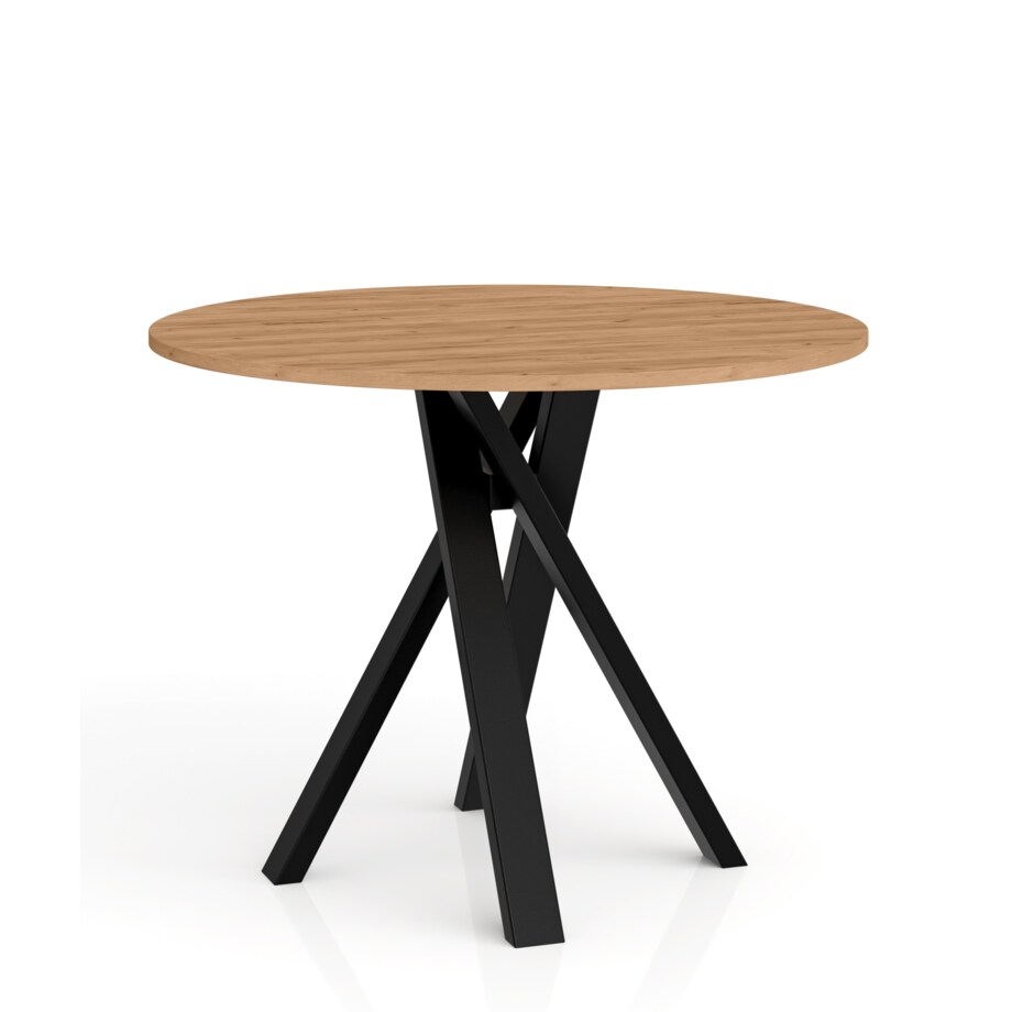 Okrągły stół IGO na matealowej podstawie średnica blatu 90cm- craft złoty