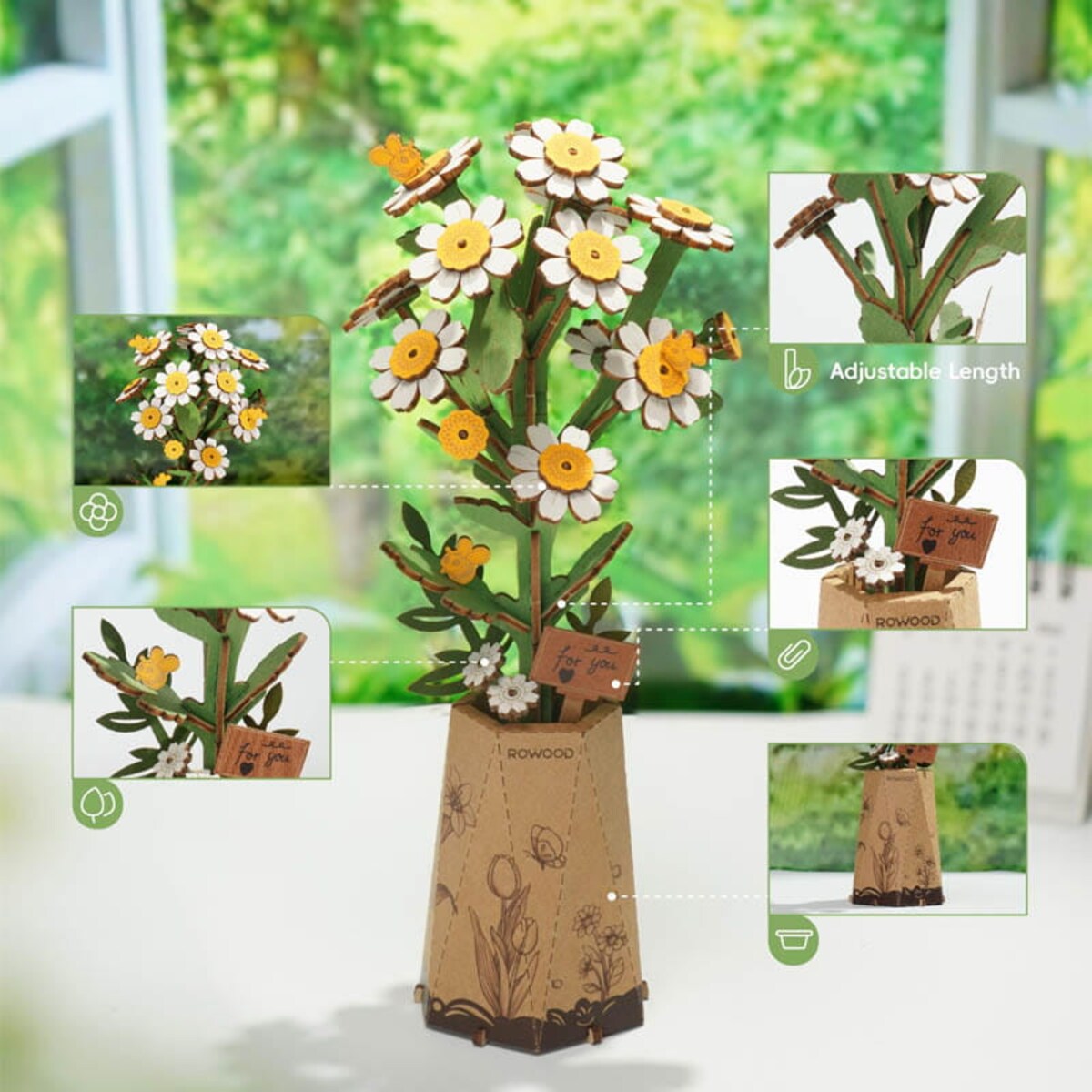 Biały rumianek DIY - kwiaty - Robotime