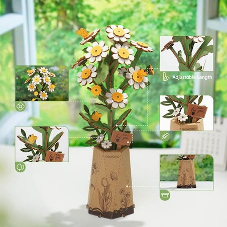 Biały rumianek DIY - kwiaty - Robotime