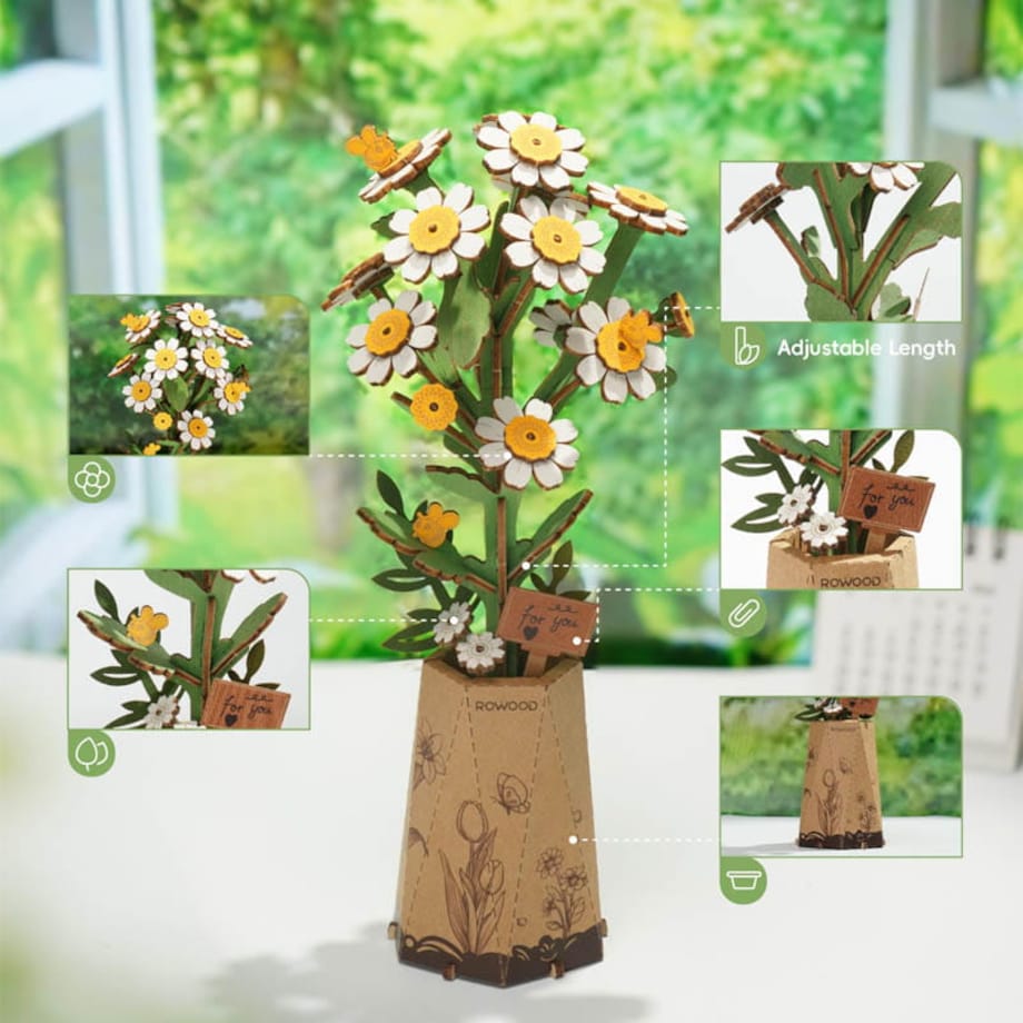 Biały rumianek DIY - kwiaty - Robotime