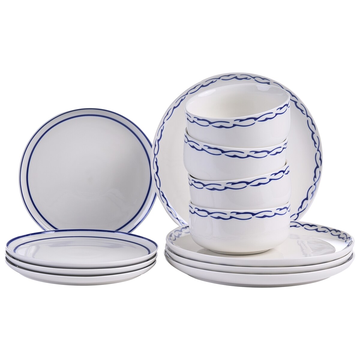 Zastawa stołowa 12-częściowa AMCHUR Porcelana Biały/ niebieski