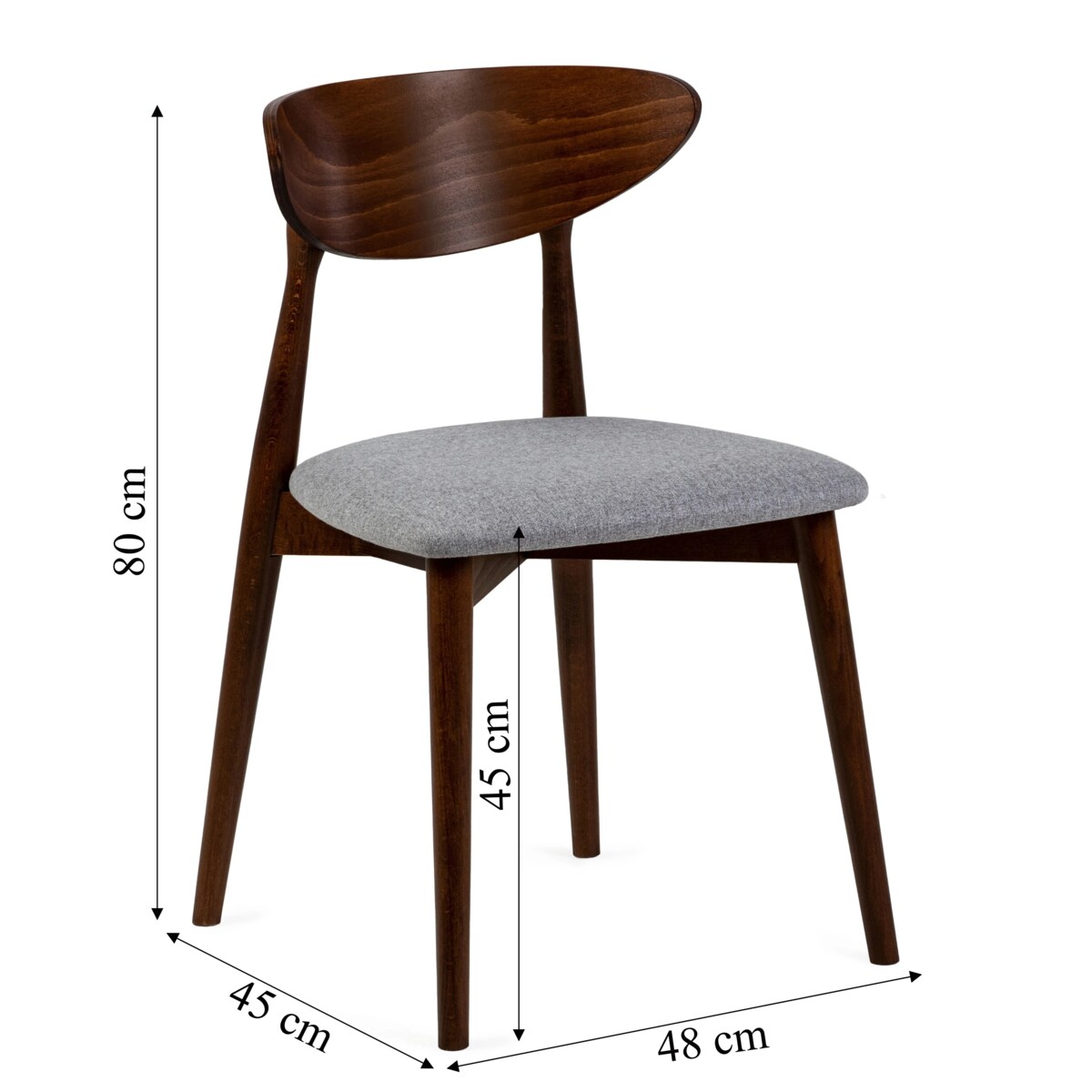 Krzesło drewniane do jadalni 80x45x45 cm szare/orzech jasny OLBIA-II