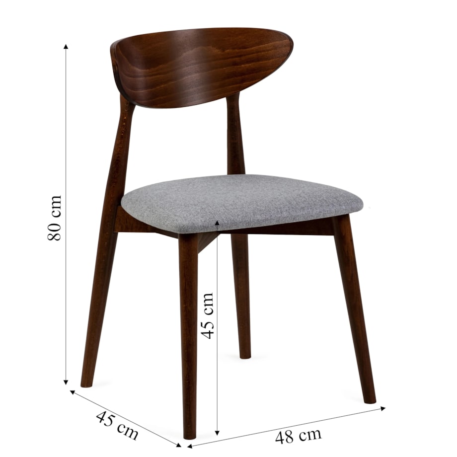 Krzesło drewniane do jadalni 80x45x45 cm szare/orzech jasny OLBIA-II