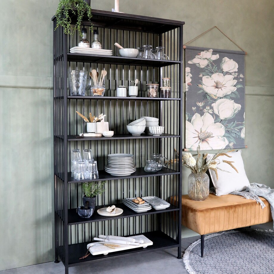 Regał metalowy, antyczna czerń, 195x95x38 cm