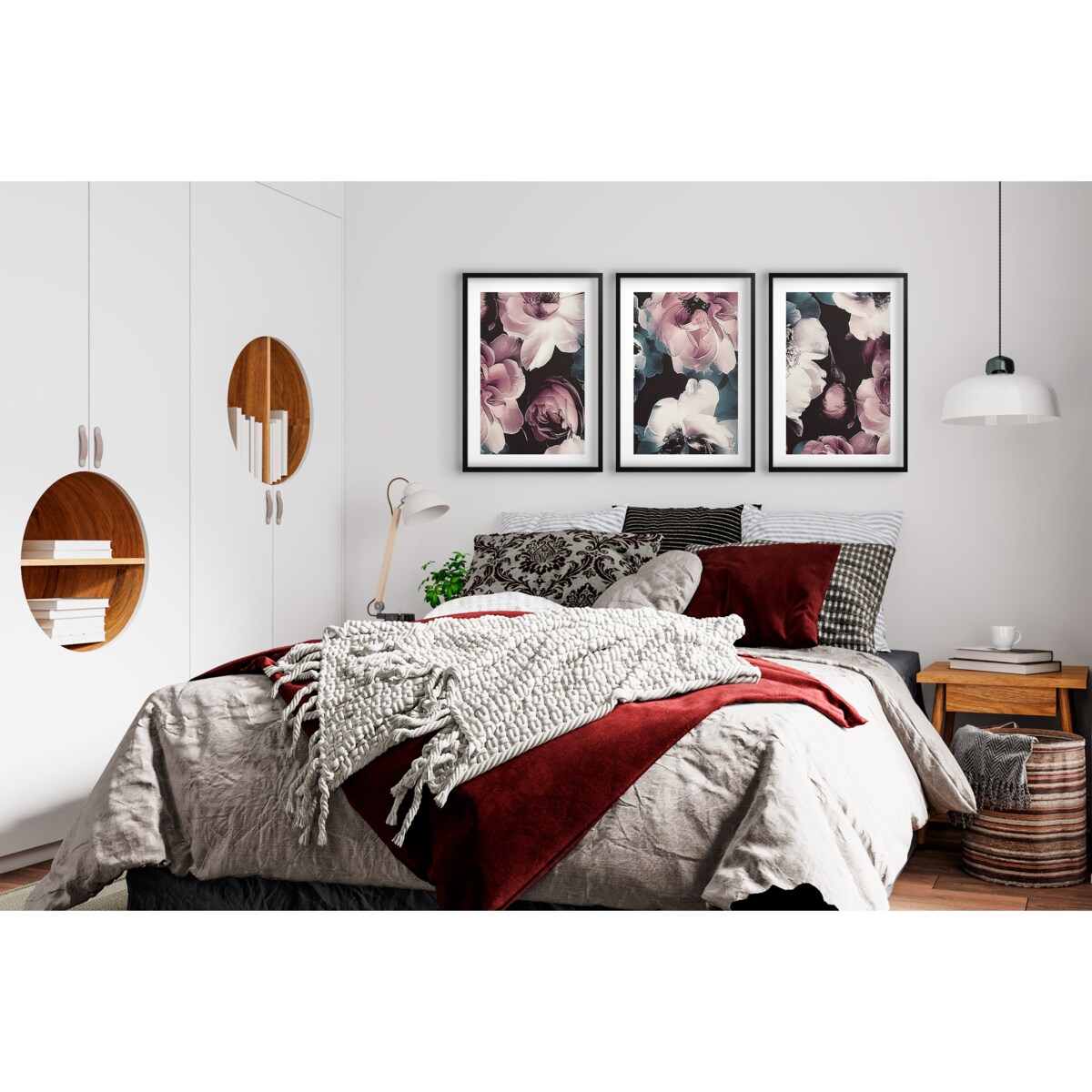 Obrazy na ścianę Plakaty ścienne w Czarnej ramie Kwiaty Zestaw do sypialni