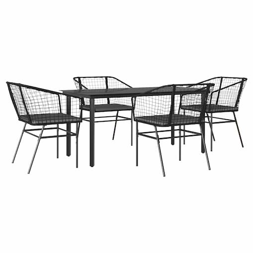 vidaXL 5-cz. zestaw mebli ogrodowych z poduszkami, czarny polirattan