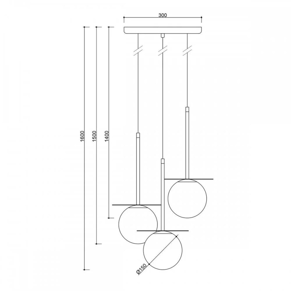 BORRA B 3P czarna potrójna sufitowa lampa wisząca / plafon