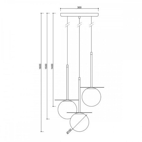 BORRA B 3P czarna potrójna sufitowa lampa wisząca / plafon