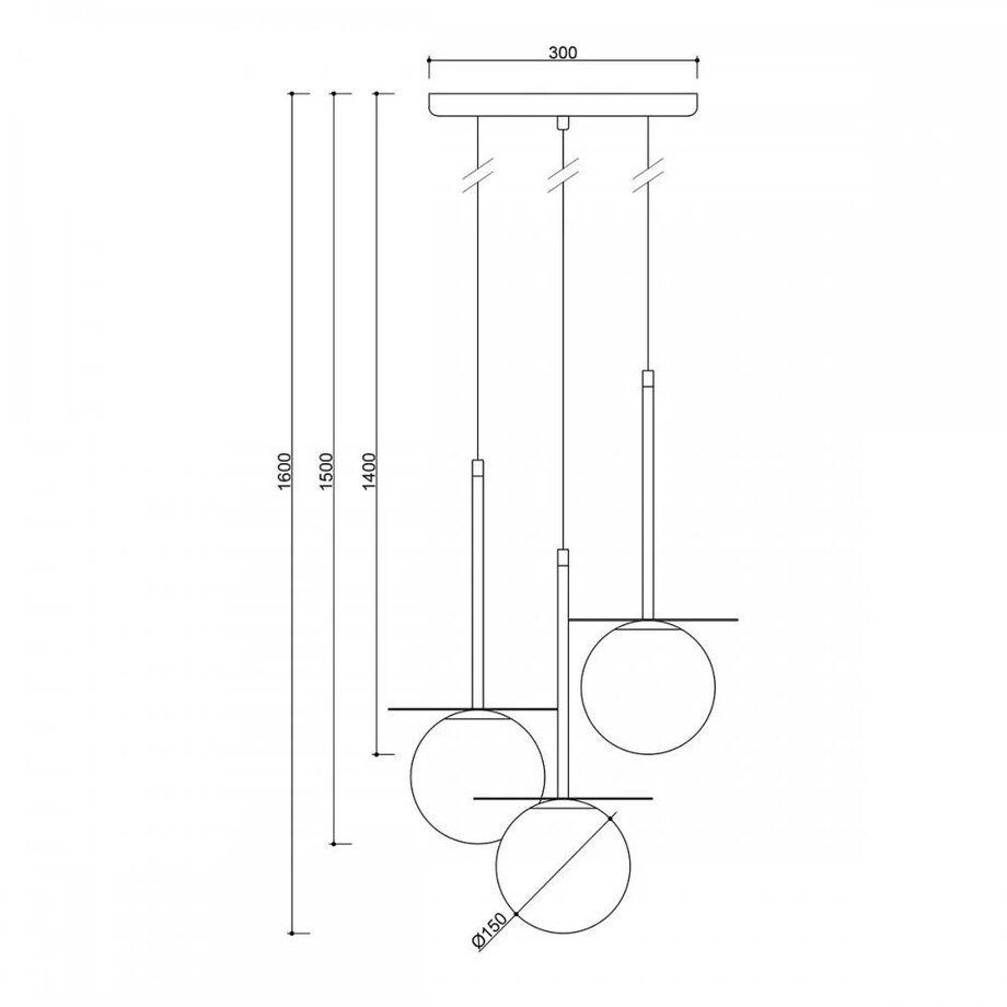 BORRA B 3P czarna potrójna sufitowa lampa wisząca / plafon