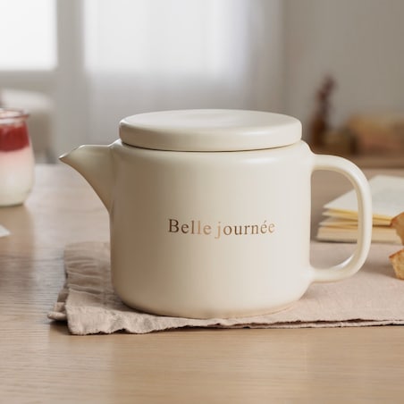 Zaparzacz, dzbanek do herbaty ceramiczny Belle Journée kremowy
