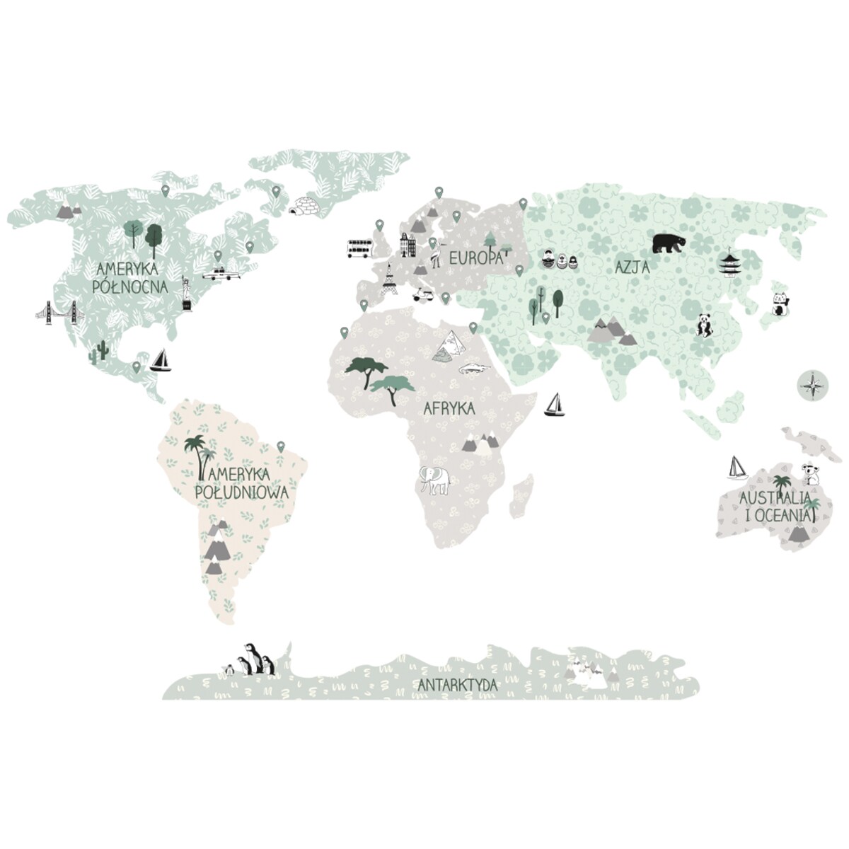 Naklejka na ścianę Mapa świata tropic sand S