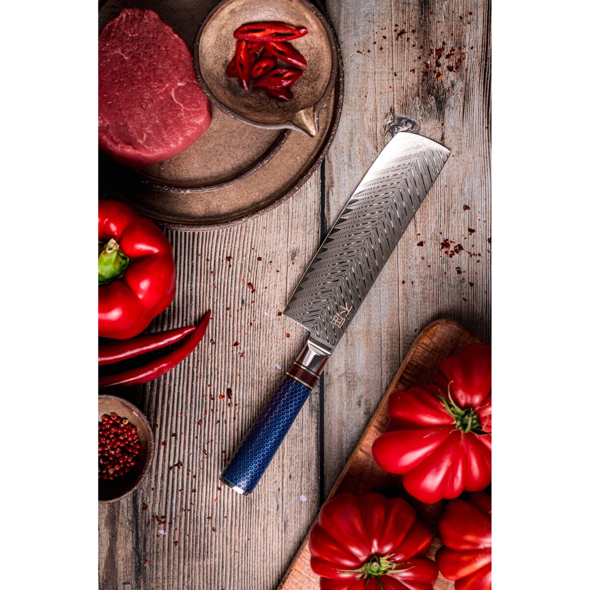 Japońska stal VG-10 Profesjonalny nóż Nakiri ze stali damasceńskiej Na prezent Fukutsu Rękojeść G10