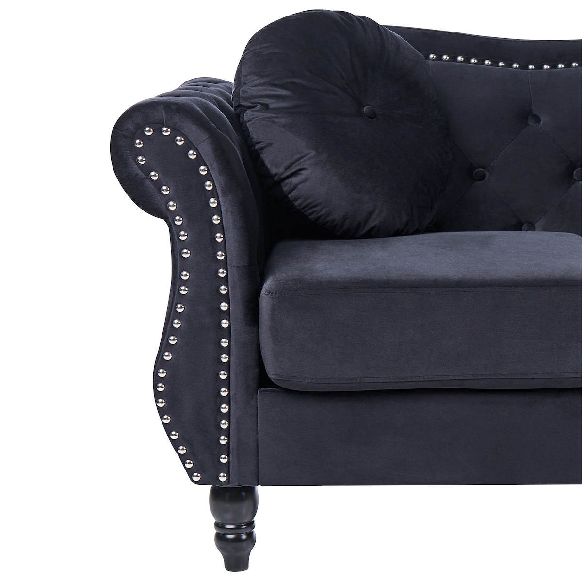 Sofa dla 2 osób SKIEN Welur Czarny